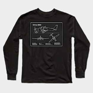 Cirrus SR22 - Airplane Blueprint - PD Long Sleeve T-Shirt